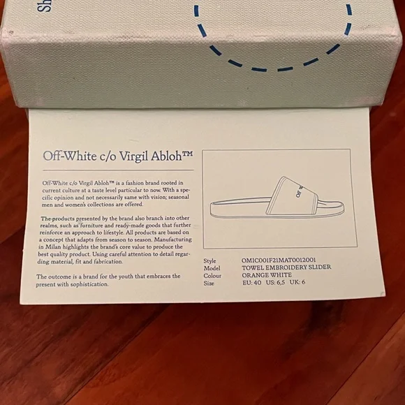 Off-White Towel Embroidery slide sandals, NEW size 40 - Picture 12 of 13